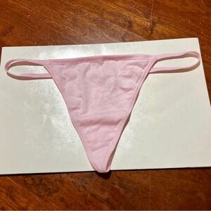 New Victoria’s Secret PINK Pink Logo Stretch Cotton V String Thong Panties VS XL